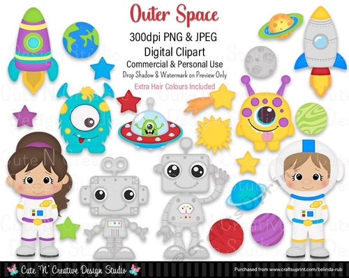 Outer Space Digital Clip Art Set