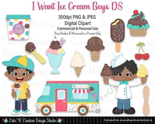 I Want Ice Cream Boys DS Digital Clip Art Set