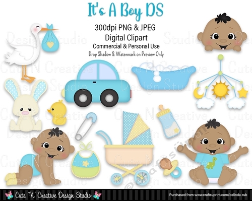 Its A Boy DS Digital Clip Art Set