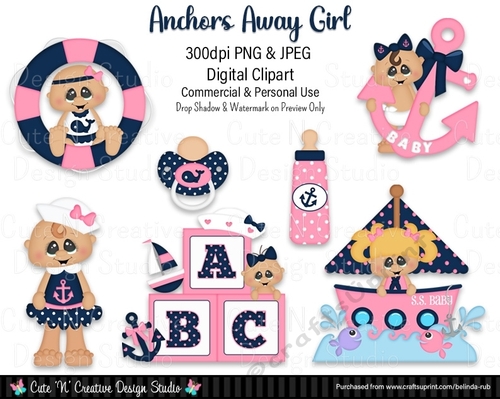 Anchors Away Girl Digital Clip Art Set