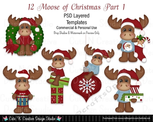 12 Moose of Christmas Part 1 PSD Layered Templates