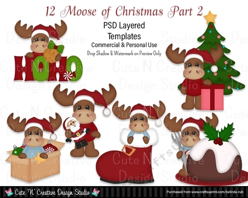 12 Moose of Christmas Part 2 PSD Layered Templates