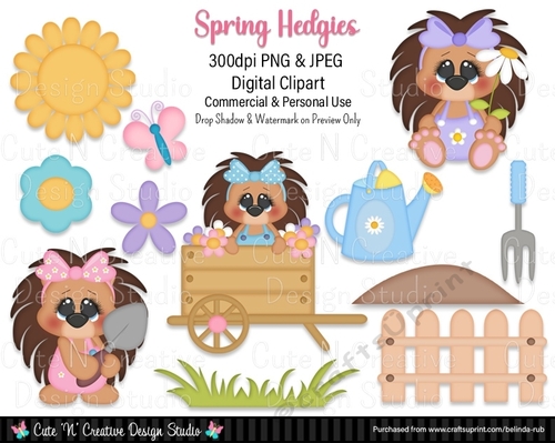 Spring Hedgies Digital Clip Art Set