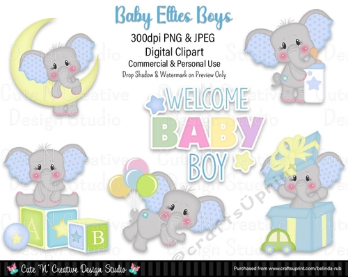 Baby Ellies Boys Digital Clip Art Set