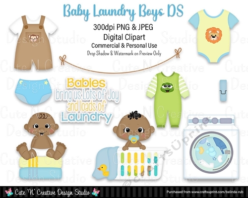 Baby Laundry Boys DS Digital Clip Art Set