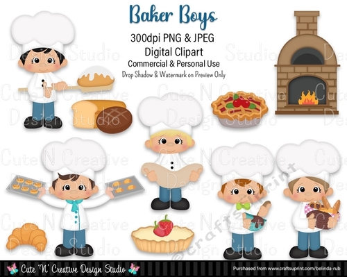 Baker Boys Digital Clip Art Set