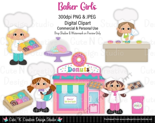Baker Girls Digital Clip Art Set