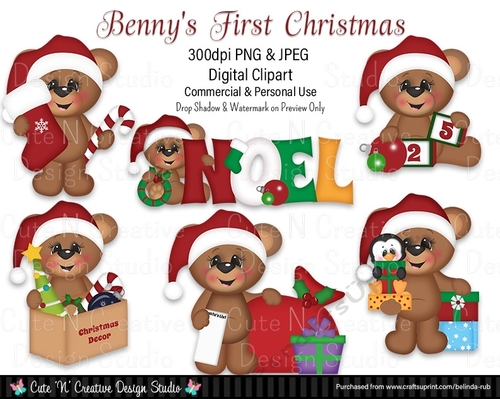 Bennys First Christmas Digital Clip Art Set