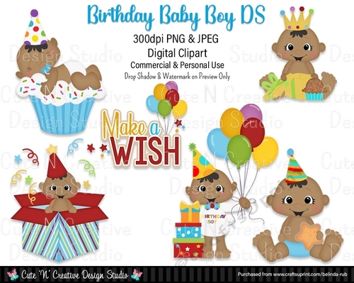 Birthday Baby Boy DS Digital Clip Art Set