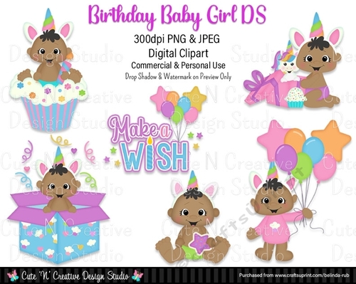 Birthday Baby Girl DS Digital Clip Art Set