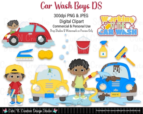 Car Wash Boys DS Digital Clip Art Set