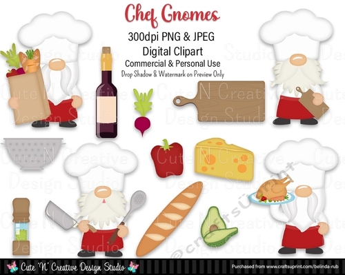 Chef Gnomes Digital Clip Art Set