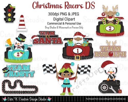Christmas Racers DS Digital Clip Art Set