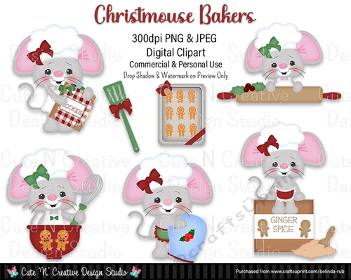 Christmouse Bakers Digital Clip Art Set