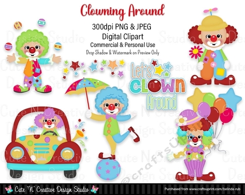 Clowning Around Digital Clip Art Set