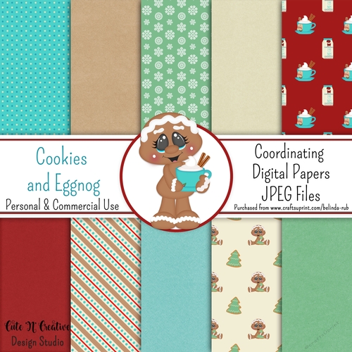 Cookies and Eggnog Coordinating Digital Paper Pack