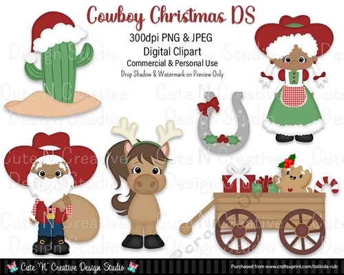 Cowboy Christmas DS Digital Clip Art Set