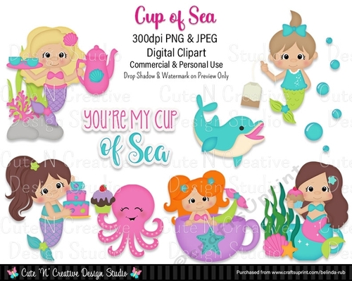 Cup of Sea Digital Clip Art Set