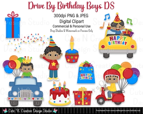 Drive by Birthday Boys DS Digital Clip Art Set