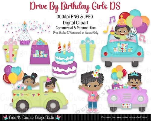 Drive by Birthday Girls DS Digital Clip Art Set
