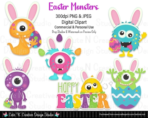 Easter Monsters Digital Clip Art Set