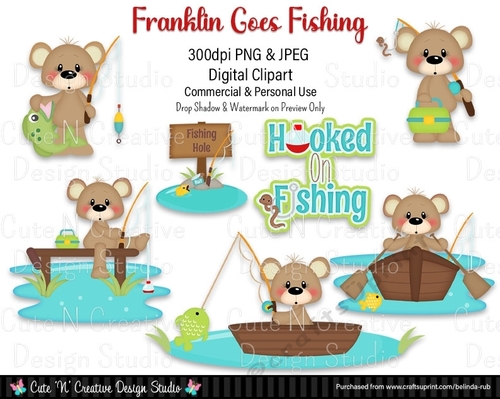 Franklin Goes Fishing Digital Clip Art Set