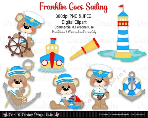 Franklin Goes Sailing Digital Clip Art Set