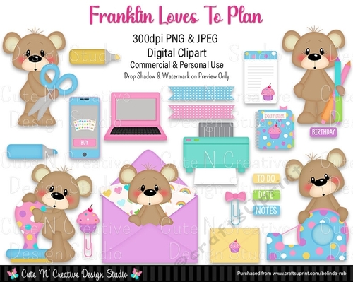 Franklin Loves to Plan Digital Clip Art Set