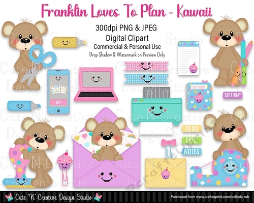 Franklin Loves to Plan Kawaii Digital Clip Art Set
