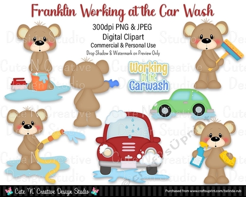 Franklin Working at the Car wash Digital Clip Art Set