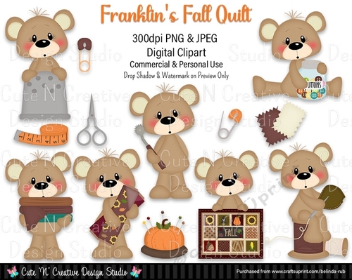 Franklins Fall Quilt Digital Clip Art Set