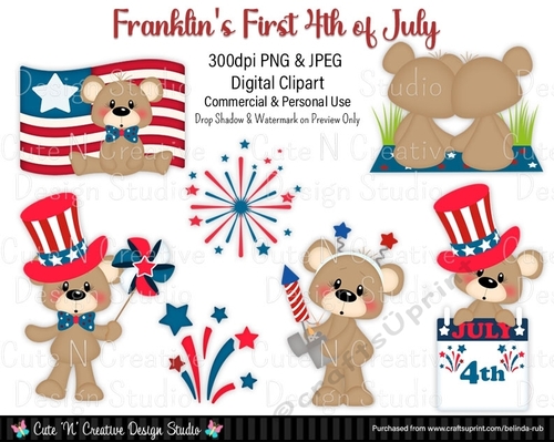 Franklins First 4th of July Digital Clip Art Set