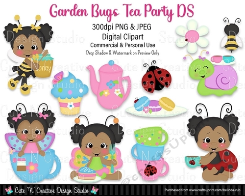Garden Bugs Tea Party DS Digital Clip Art Set