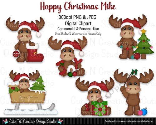 Happy Christmas Mike Digital Clip Art Set