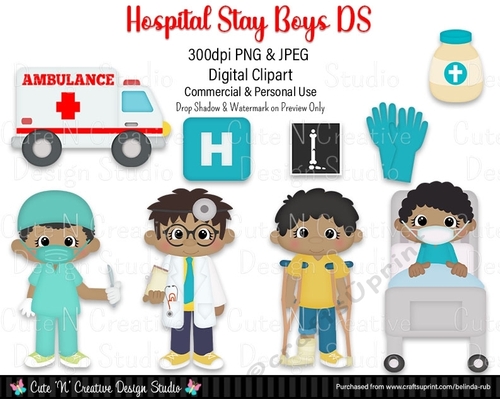 Hospital Stay Boys DS Digital Clip Art Set