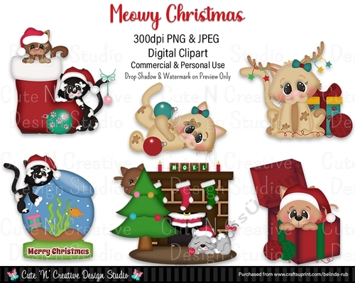 Meowy Christmas Digital Clip Art Set