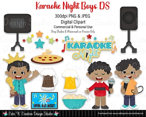 Karaoke Night Boys DS Digital Clip Art Set