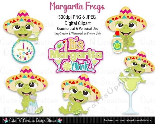 Margarita Frogs Digital Clip Art Set