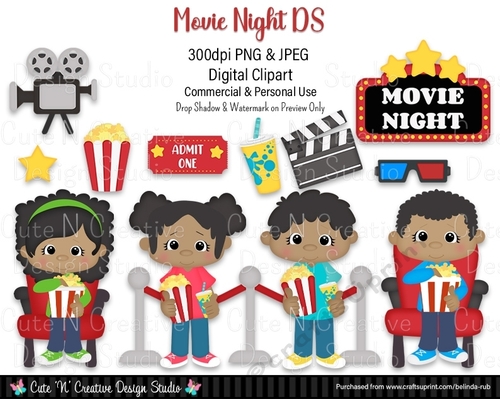 Movie Night DS Digital Clip Art Set