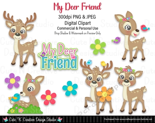 My Deer Friend Digital Clip Art Set