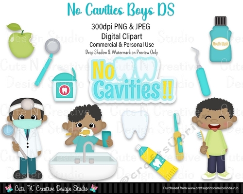 No Cavities Boys DS Digital Clip Art Set