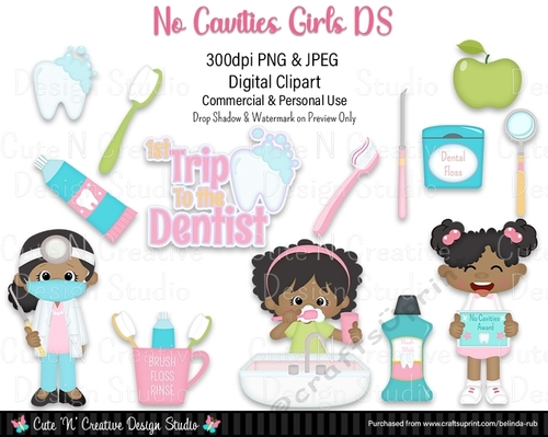 No Cavities Girls DS Digital Clip Art Set