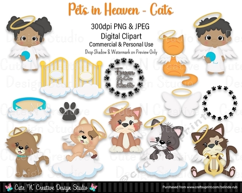 Pets in Heaven - Cats DS Digital Clip Art Set