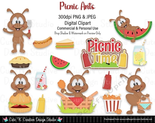 Picnic Ants Digital Clip Art Set