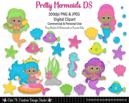 Pretty Mermaids DS Digital Clip Art Set