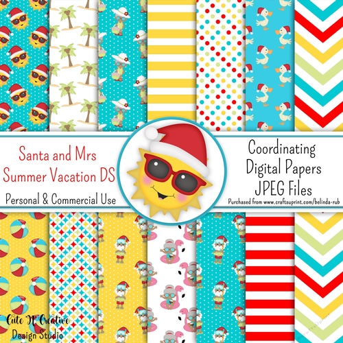 Santa & Mrs Claus Summer Vacation DS Coordinating Paper Pack