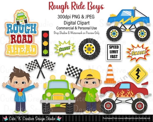 Rough Ride Boys Digital Clip Art Set