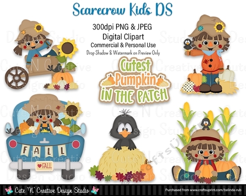 Scarecrow Kids DS Digital Clip Art Set