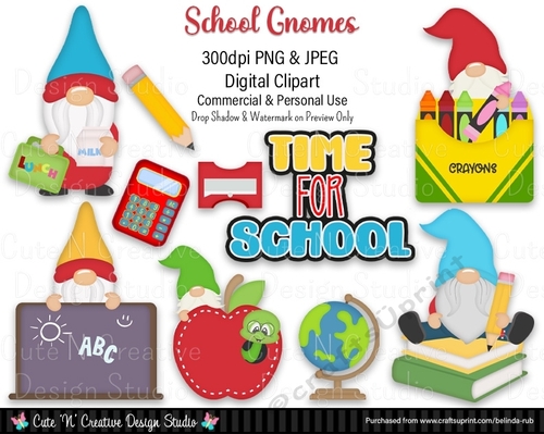 School Gnomes Digital Clip Art Set