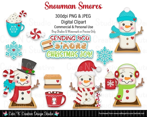 Snowman Smores Digital Clip Art Set